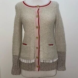 Charlie & Robin Anthropologie romantic boho tiered tulle cardigan Sweater Size S